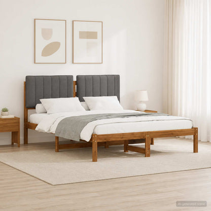 Bed Frame with Upholstered Headboard Length 200 cm Natural and Light Grey 120 cm