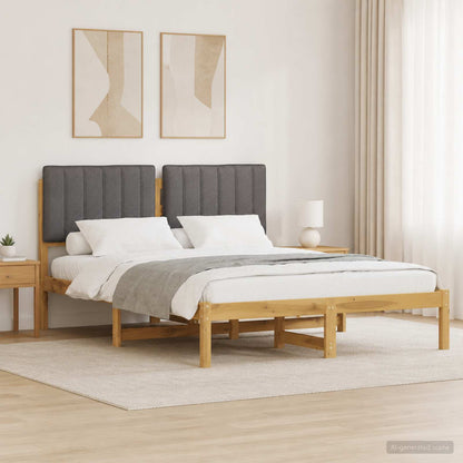 Bed Frame with Upholstered Headboard Length 190 cm Width 120 cm Whitewash and light grey