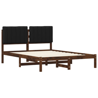 Bed Frame with Upholstered Headboard Length 200 cm Dark Brown and Black 160 cm