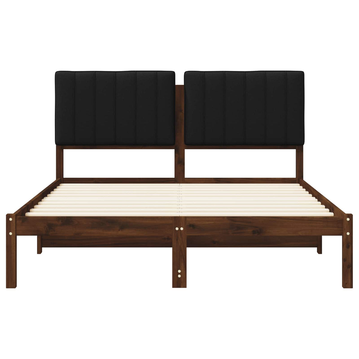 Bed Frame with Upholstered Headboard Length 200 cm Dark Brown and Black 160 cm