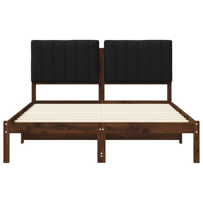 Bed Frame with Upholstered Headboard Length 200 cm Dark Brown and Black 160 cm