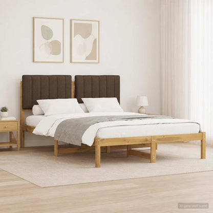Bed Frame with Upholstered Headboard Length 190 cm Width 135 cm Whitewash and taupe