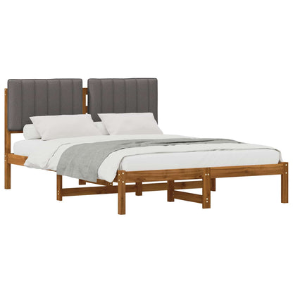 Bed Frame with Upholstered Headboard Length 200 cm Natural and Light Grey 140 cm