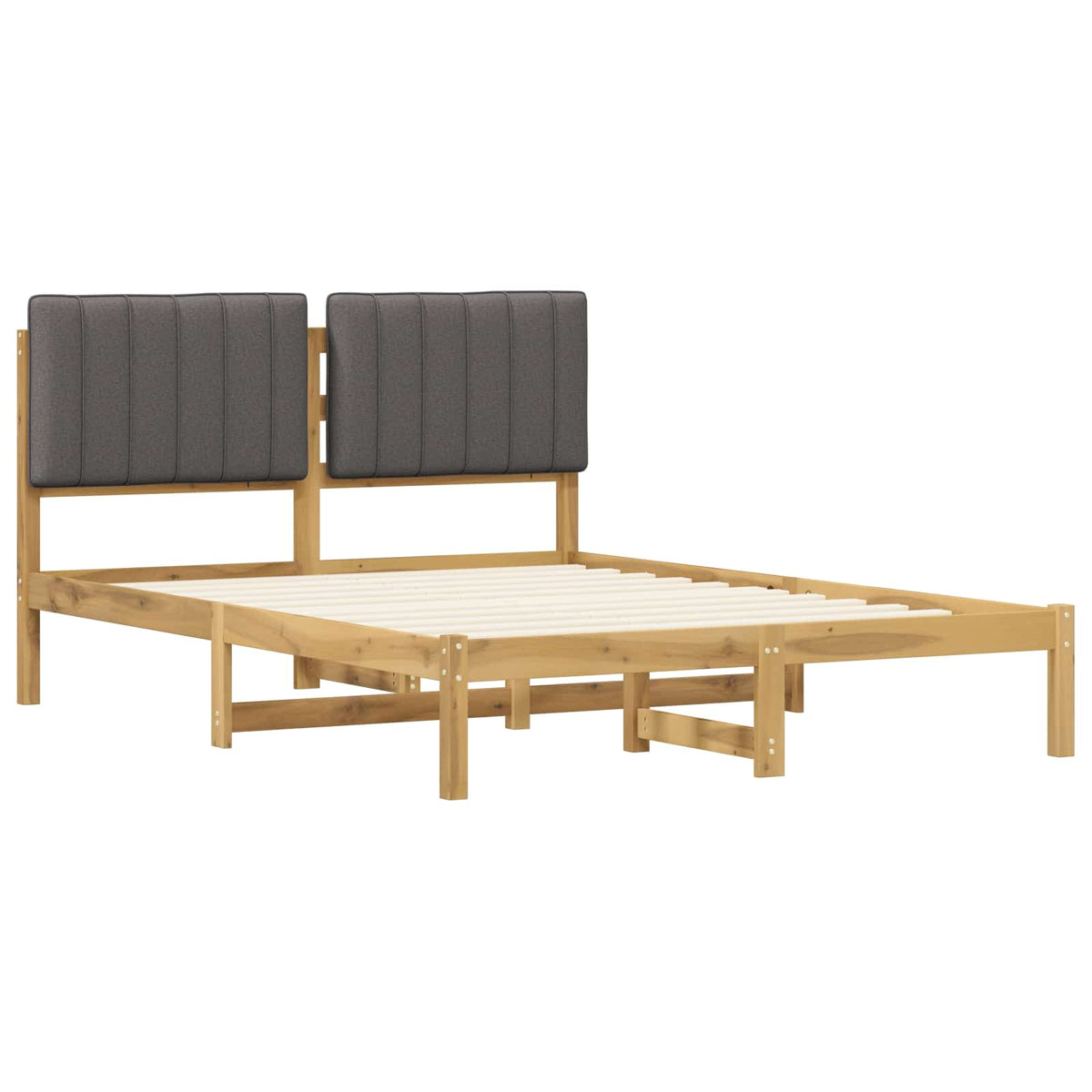 Bed Frame with Upholstered Headboard Length 200 cm Whitewash and Light Grey 140 cm