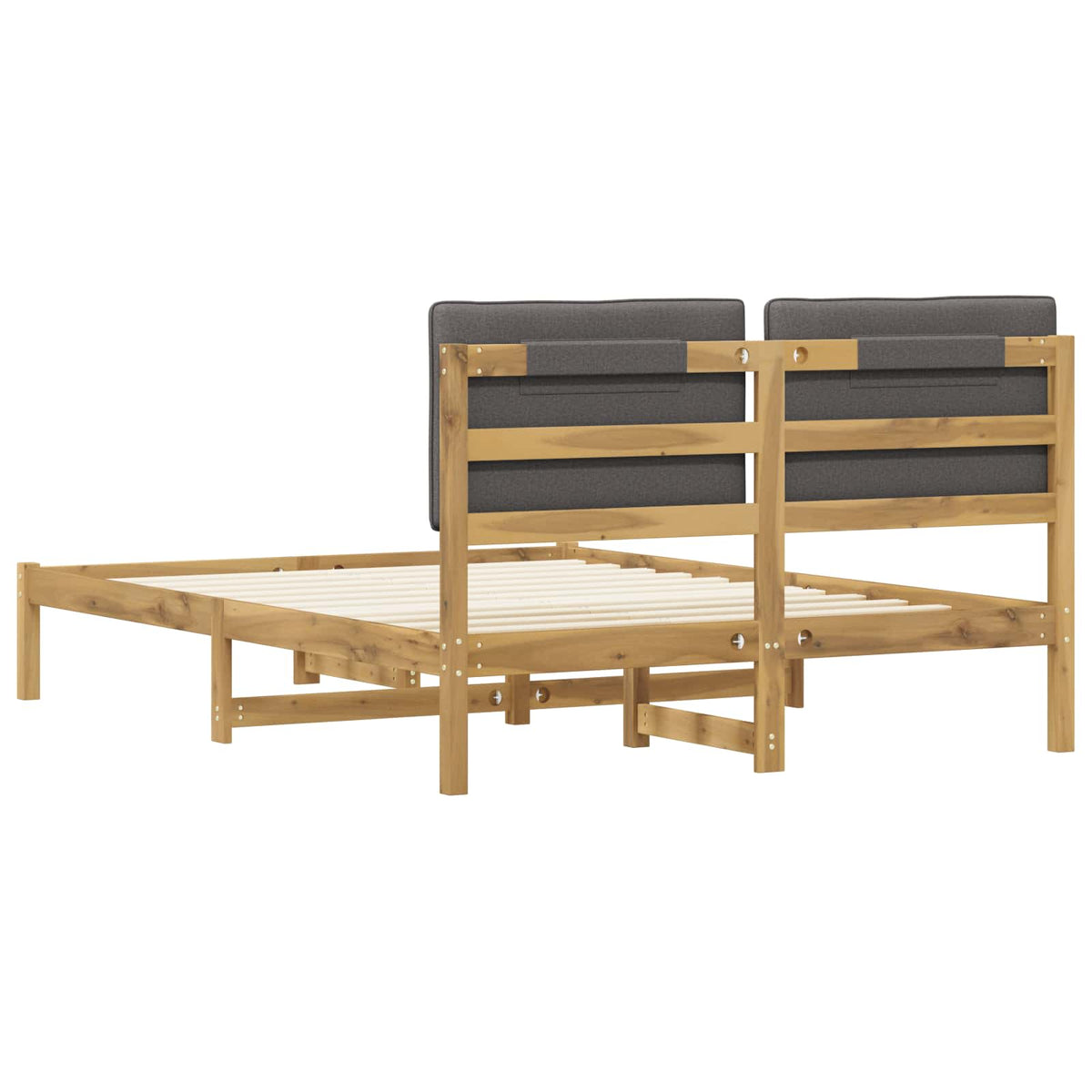 Bed Frame with Upholstered Headboard Length 200 cm Whitewash and Light Grey 140 cm