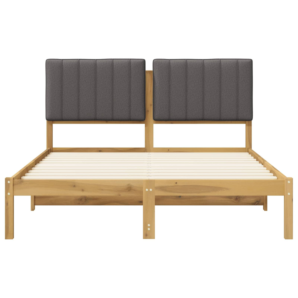 Bed Frame with Upholstered Headboard Length 200 cm Whitewash and Light Grey 140 cm