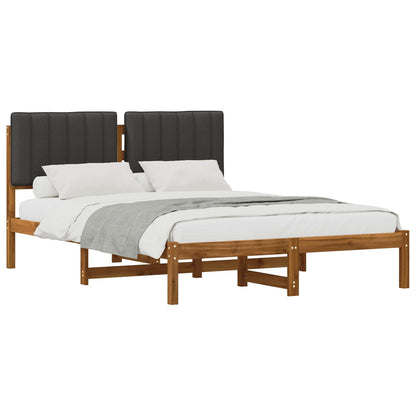 Bed Frame with Upholstered Headboard Length 200 cm Natural and Dark Grey 140 cm