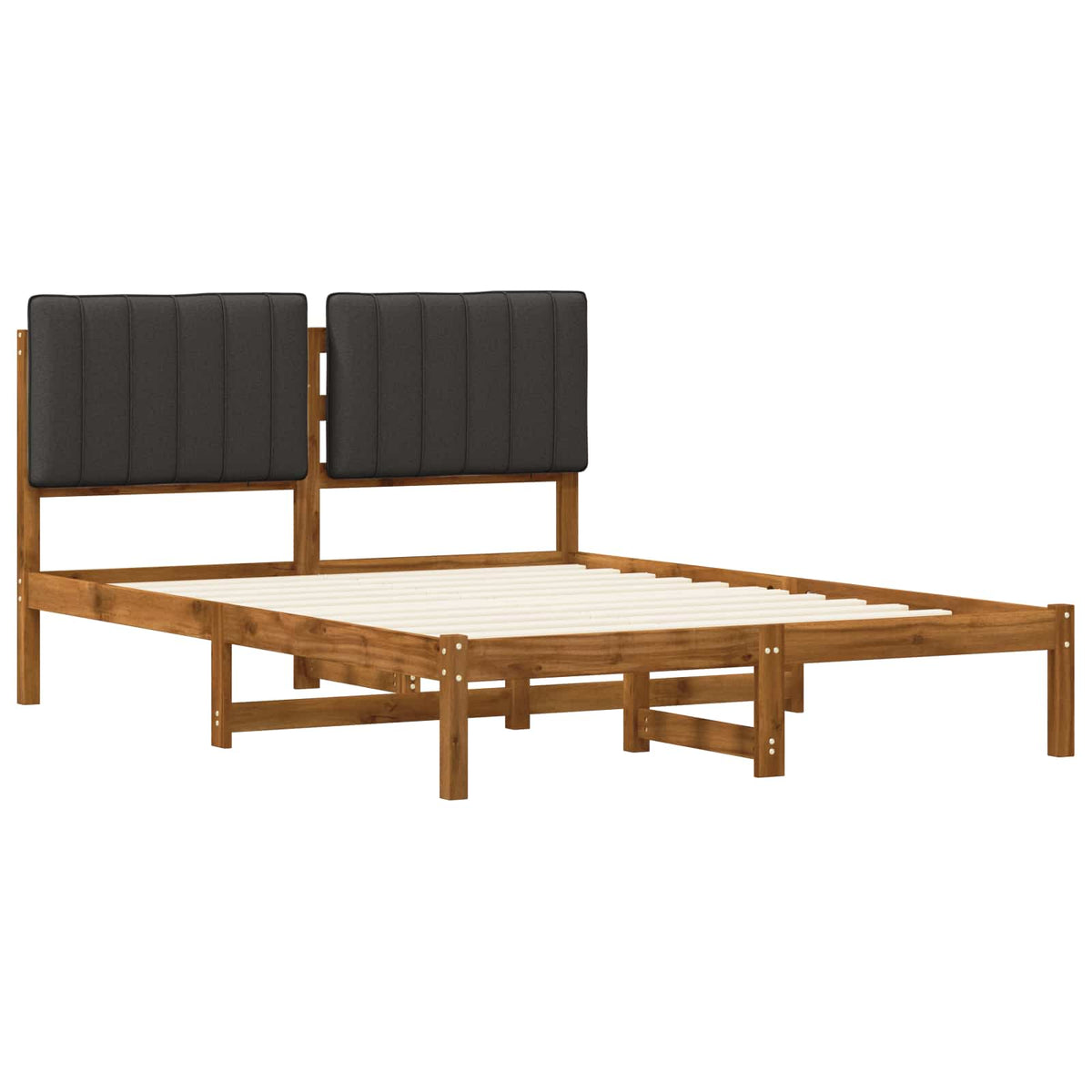 Bed Frame with Upholstered Headboard Length 200 cm Natural and Dark Grey 140 cm