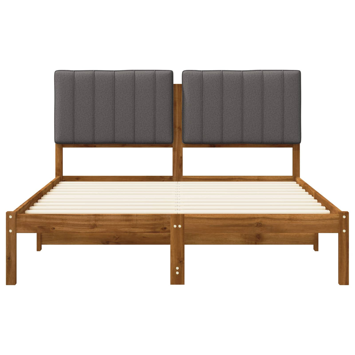Bed Frame with Upholstered Headboard Length 190 cm Width 140 cm Natural and light grey
