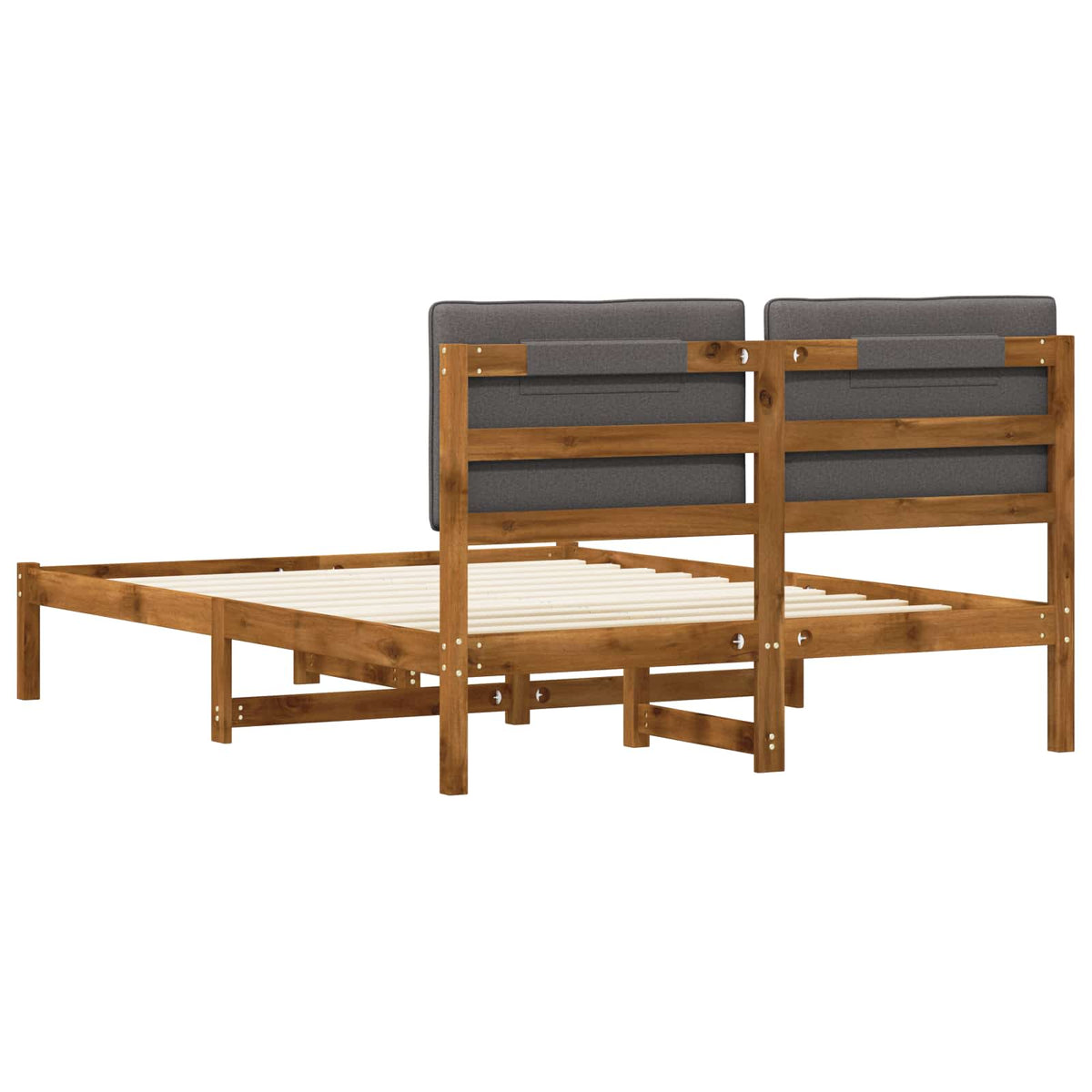 Bed Frame with Upholstered Headboard Length 190 cm Width 120 cm Natural and light grey