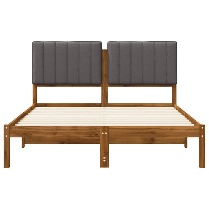 Bed Frame with Upholstered Headboard Length 190 cm Width 120 cm Natural and light grey