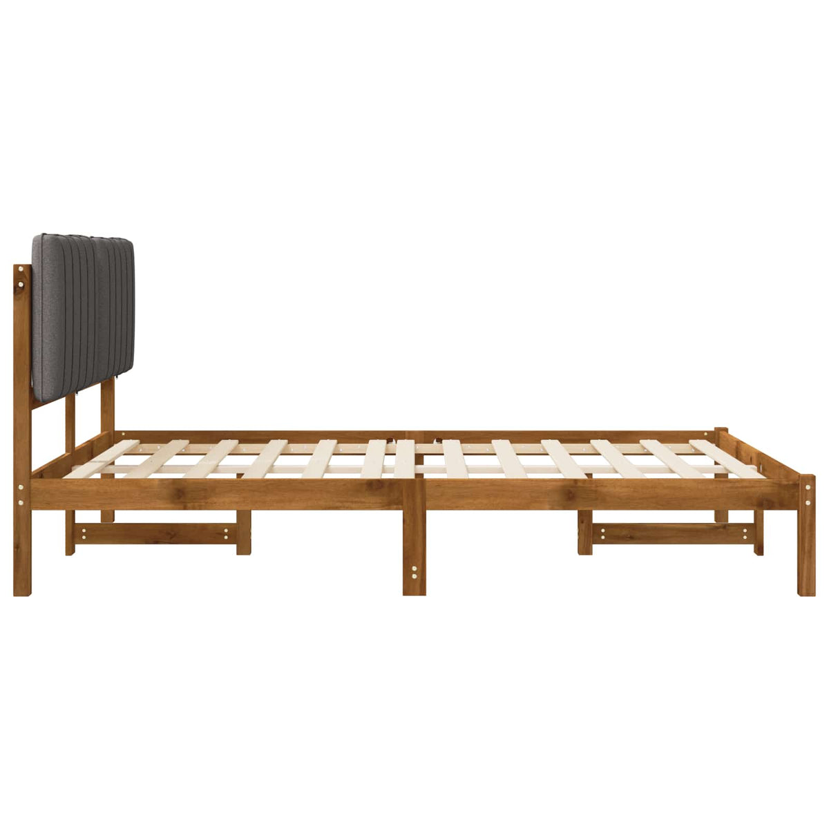 Bed Frame with Upholstered Headboard Length 190 cm Width 120 cm Natural and light grey