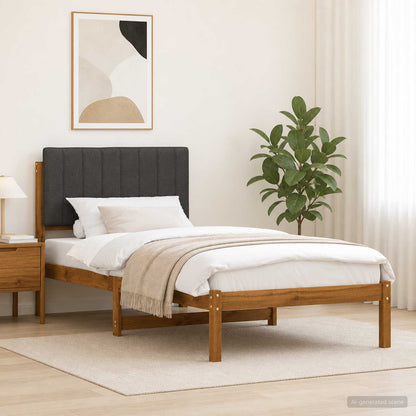 Bed Frame with Upholstered Headboard Length 190 cm Width 90 cm Natural and dark grey