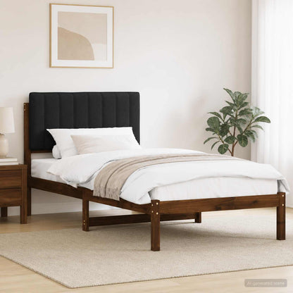 Bed Frame with Upholstered Headboard Length 200 cm Dark Brown and Black 80 cm