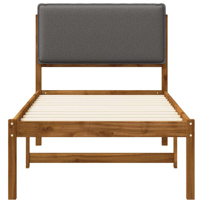 Bed Frame with Upholstered Headboard Natural and light grey 90 cm 200 cm