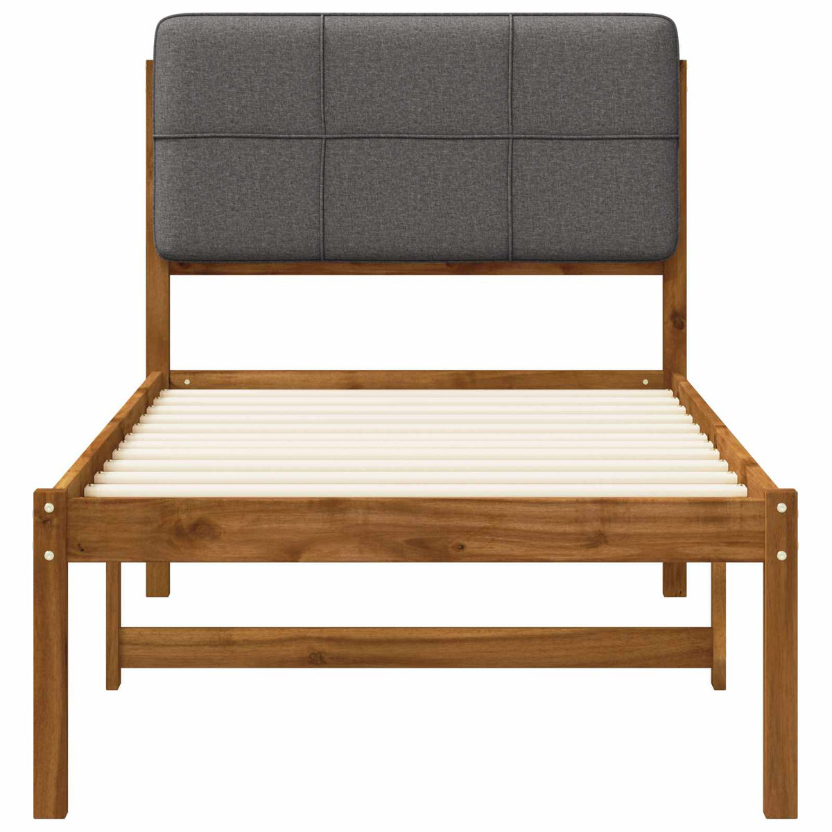 Bed Frame with Upholstered Headboard Natural and light grey 90 cm 200 cm