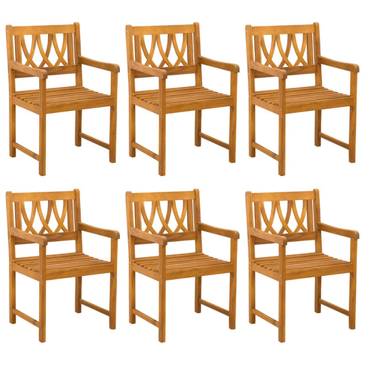vidaXL Garden Chairs 6 pcs Natural Solid Acacia Wood 2