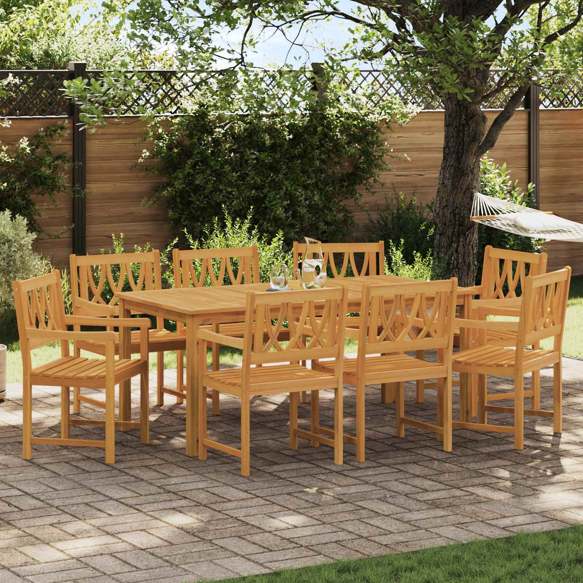 Garden Chairs Natural Solid Acacia Wood Curved X- crossed backrest 8