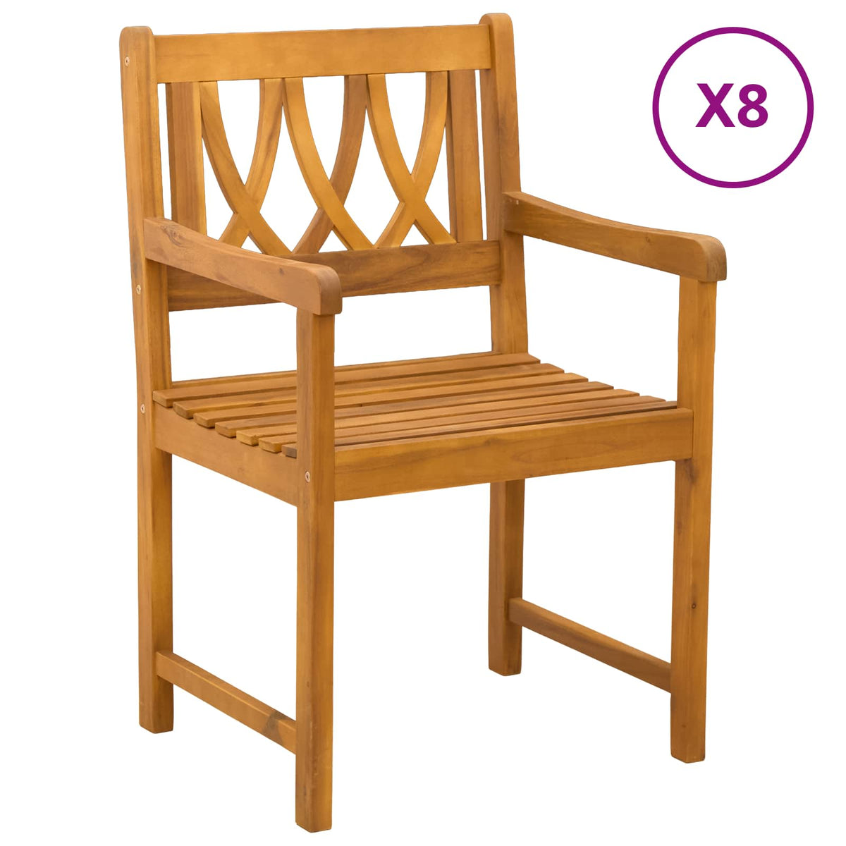 Garden Chairs Natural Solid Acacia Wood Curved X- crossed backrest 8