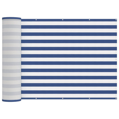Balcony Privacy Screen 200 x 1000 cm Fabric with PU Coated Blue and white