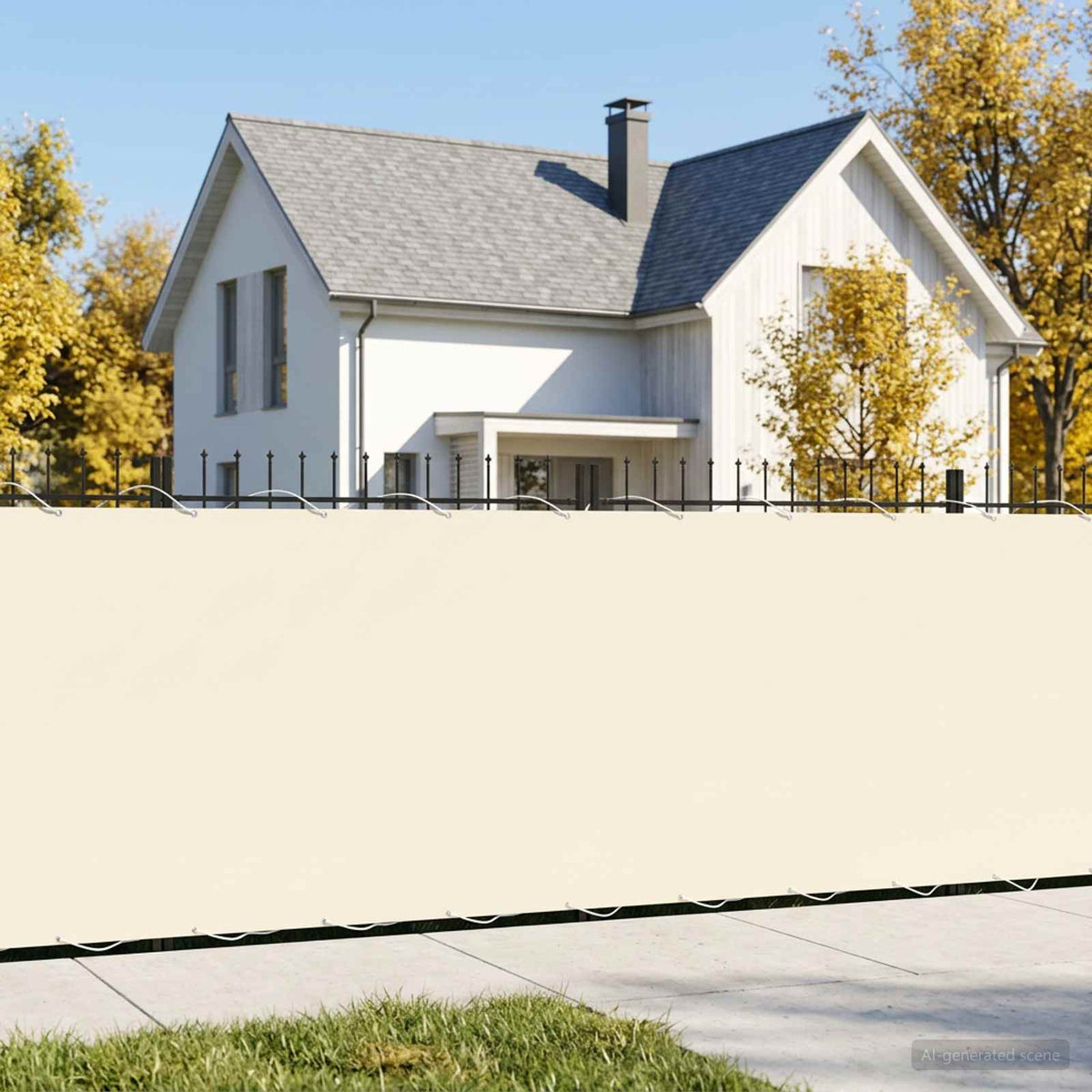 Balcony Privacy Screen 150 x 1000 cm Fabric with PU Coated Cream
