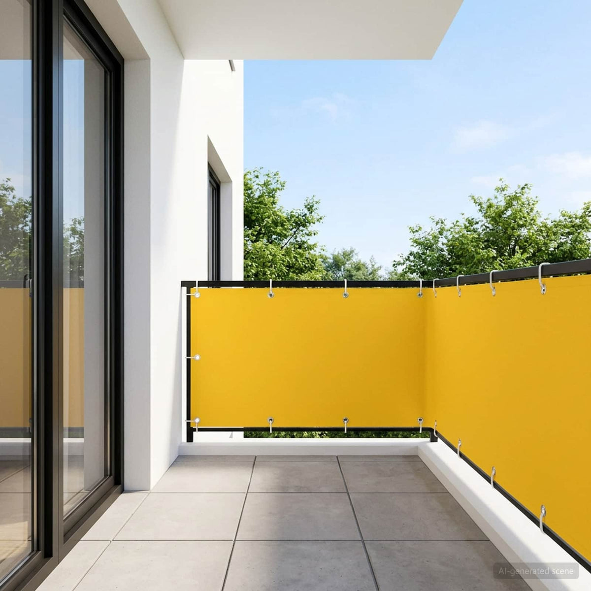 Balcony Privacy Screen 150 x 1000 cm Fabric with PU Coated Yellow