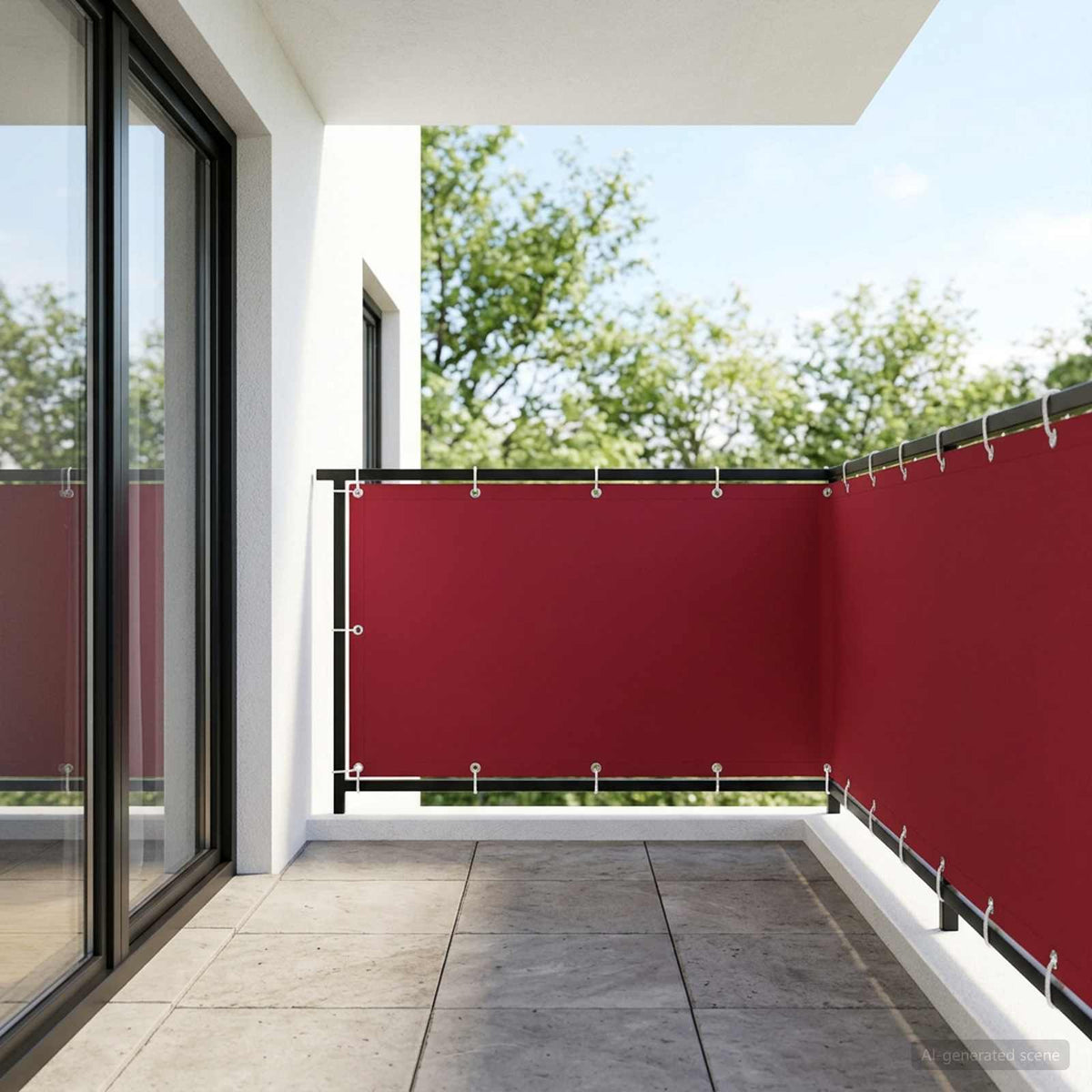 Balcony Privacy Screen 150 x 1000 cm Fabric with PU Coated Red