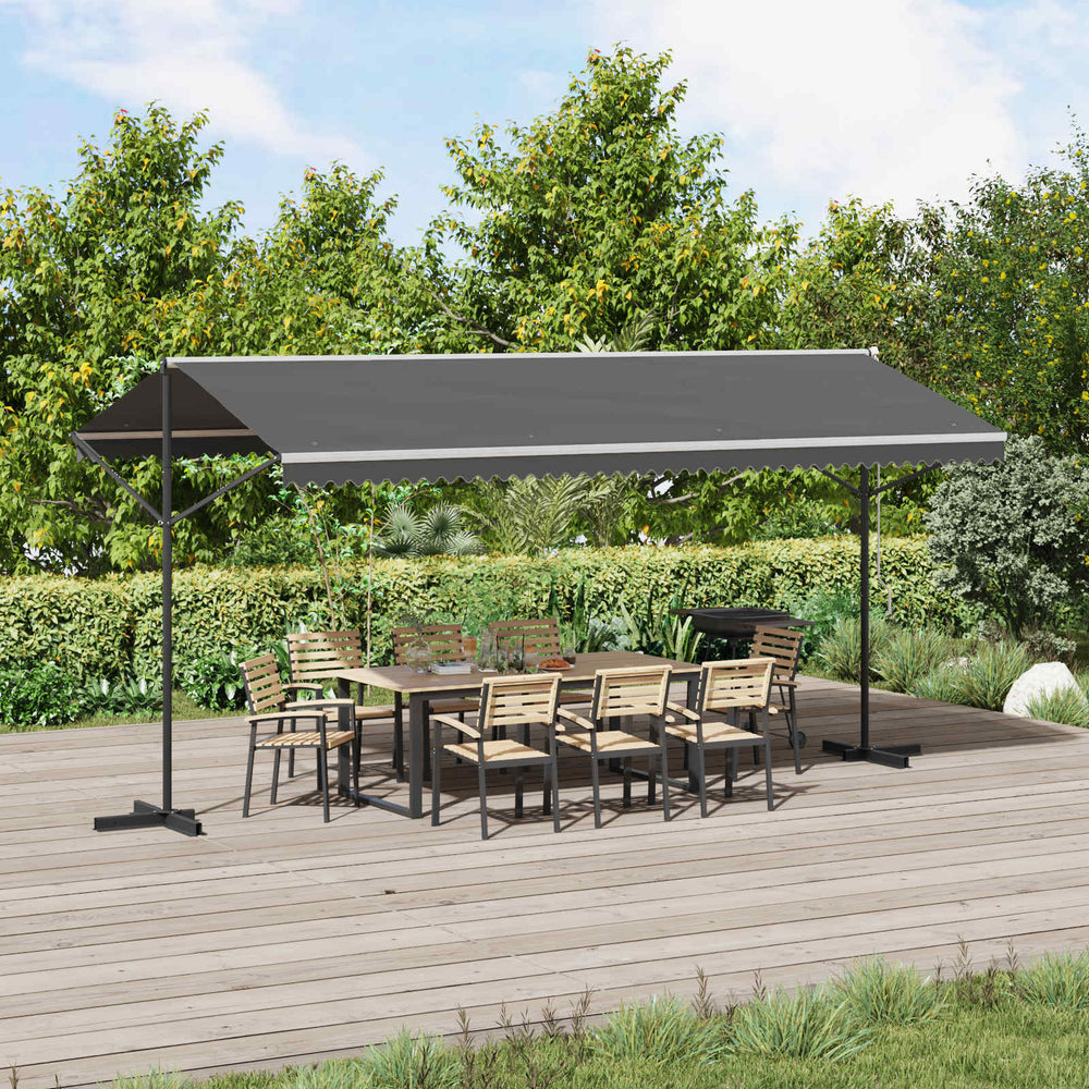 vidaXL Free Standing Awning 5 x 3 m Polyester Grey
