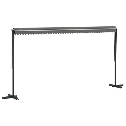 Free Standing Awning Polyester Grey 5 x 3 m with anthracite frame