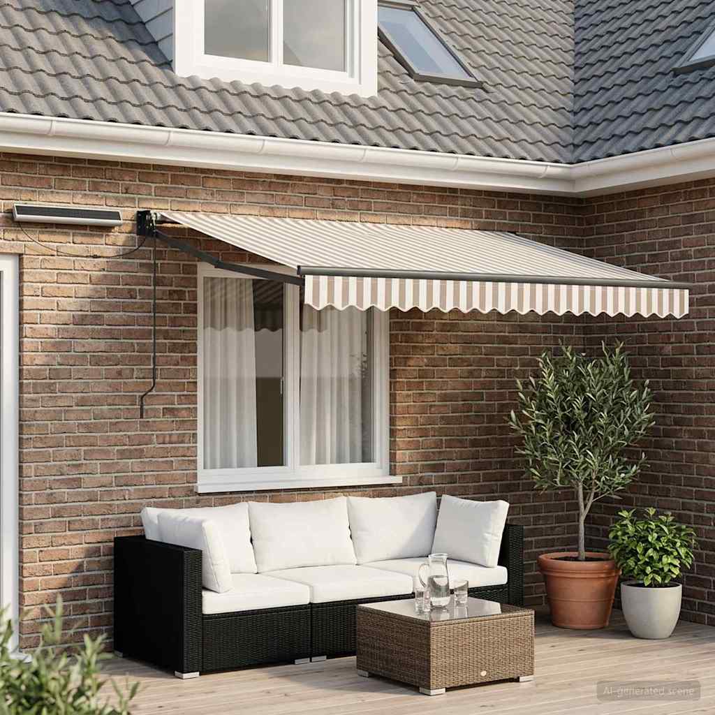 vidaXL Electric Retractable Awning Light Grey and White 3.5 x 2.5 m 1