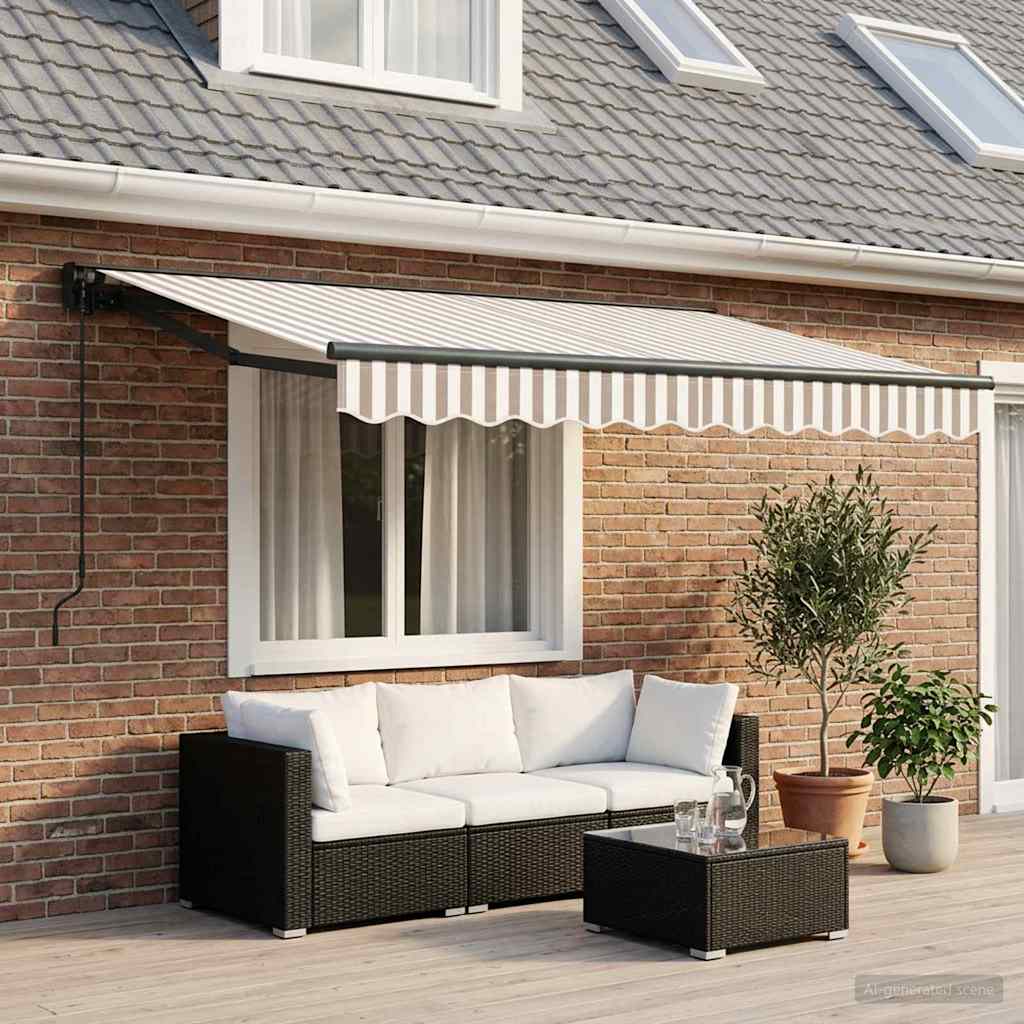 vidaXL Retractable Awning Light Grey and White 3.5 x 2.5 m 1
