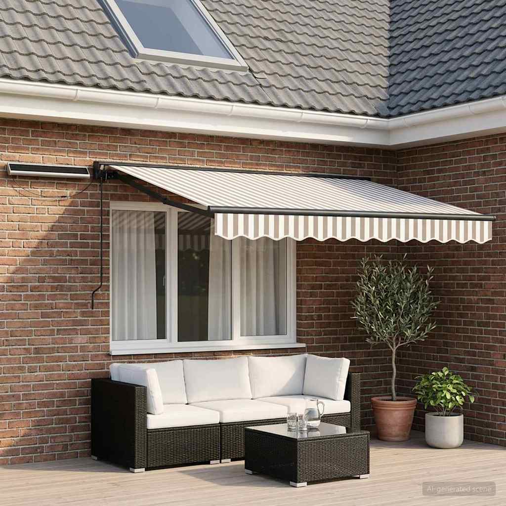 vidaXL Electric Retractable Awning Light Grey and White 3 x 2.5 m 1