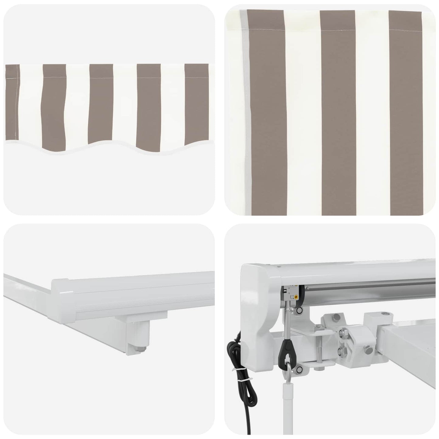 vidaXL Electric Retractable Awning Light Grey and White 3.5 x 2 m 4