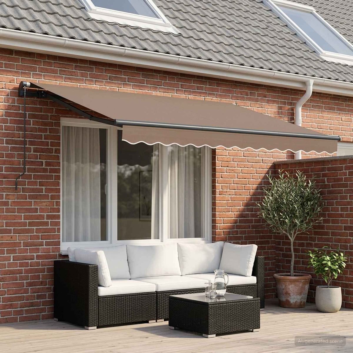 Awning Manual Taupe anthracite frame