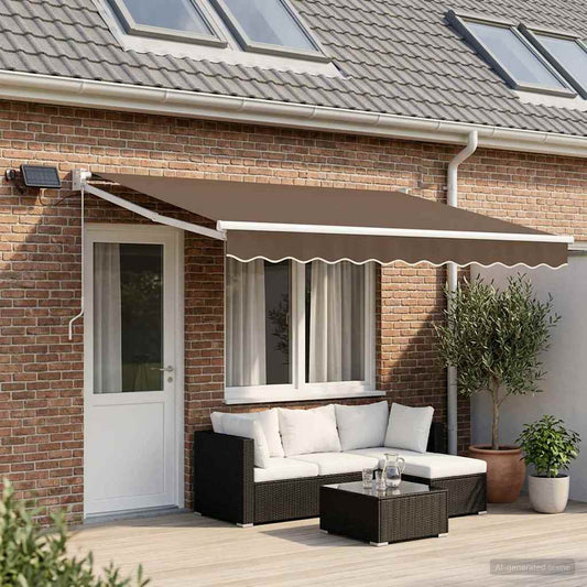 vidaXL Manual Retractable Awning with LEDs Taupe 1