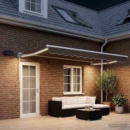 vidaXL Manual Retractable Awning with LEDs Taupe 3