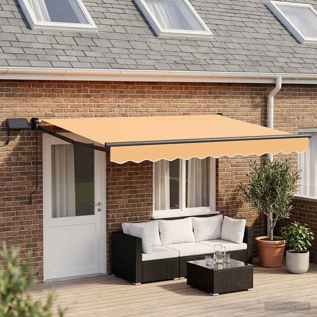 vidaXL Manual Retractable Awning with LEDs Sand 1