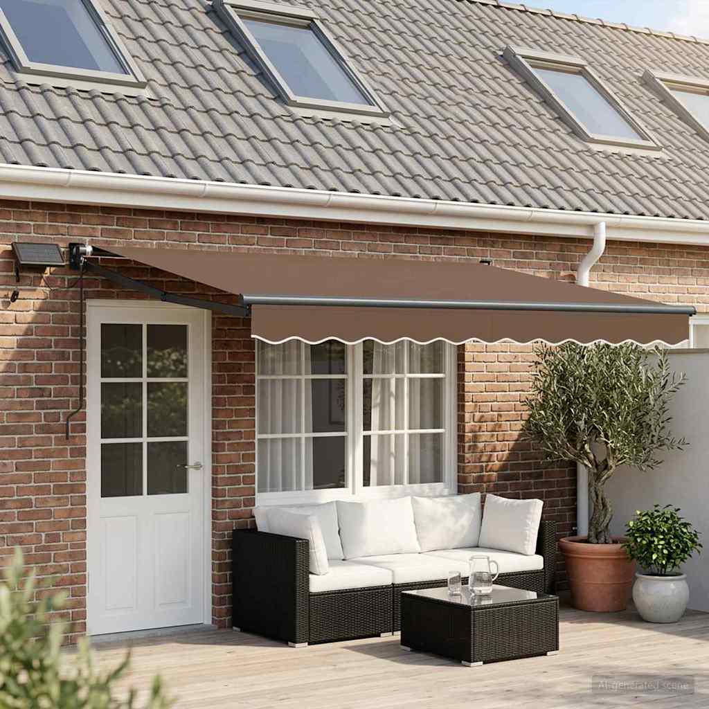 vidaXL Manual Retractable Awning with LEDs Taupe 3