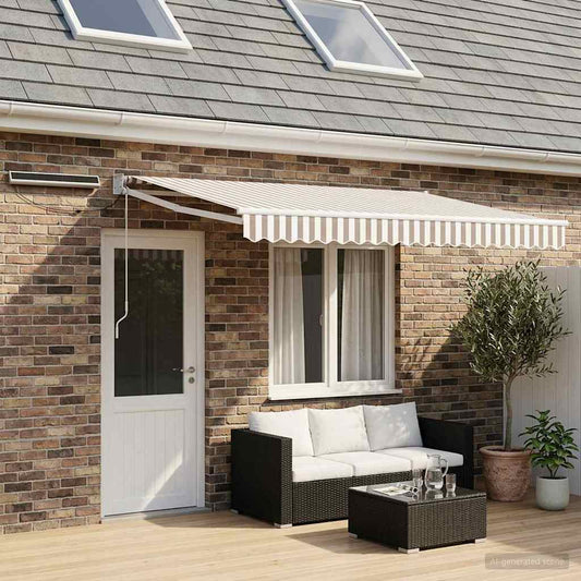 vidaXL Electric Retractable Awning Light Grey and White 4 x 3 m 1