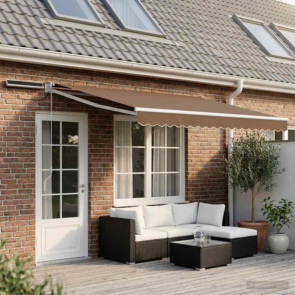 vidaXL Electric Retractable Awning Taupe 4 x 3 m 1