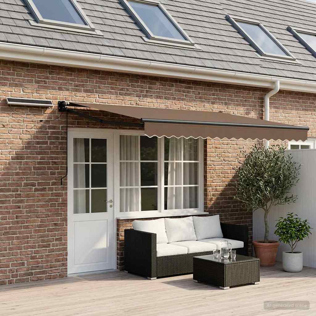 vidaXL Electric Retractable Awning Taupe 4 x 3 m 1