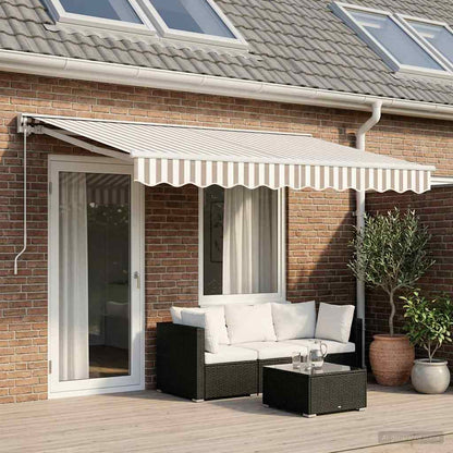 vidaXL Manual Retractable Awning Light Grey and White 5 x 3.5 m 1