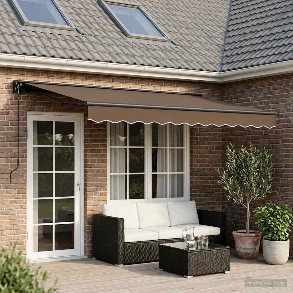 vidaXL Manual Retractable Awning Taupe 4.5 x 3.5 m 1