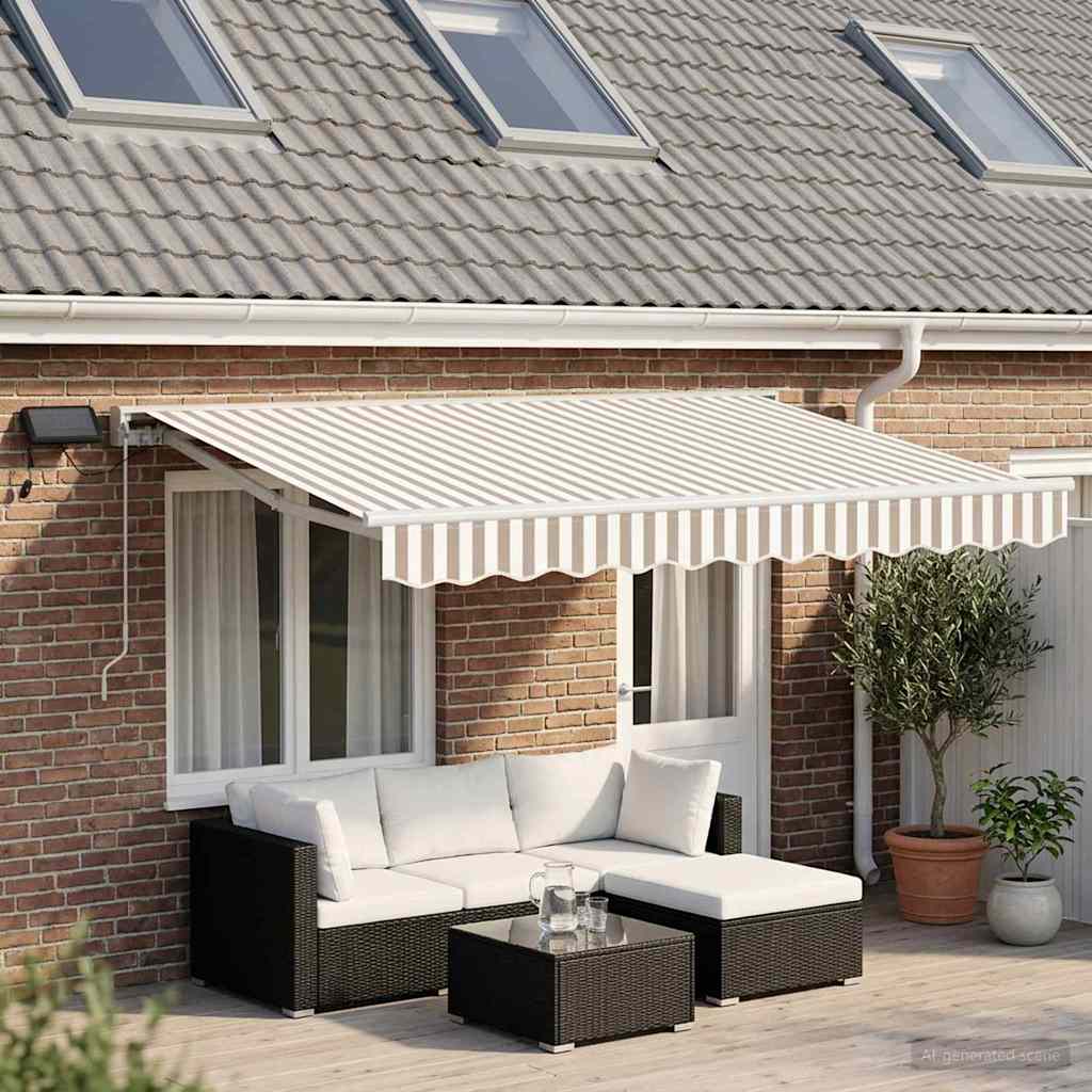 vidaXL Manual Awning Frame with LEDs Light Grey and White 4.5 x 3.5 m 3