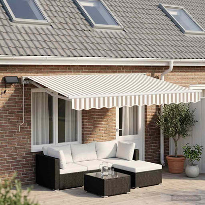 vidaXL Manual Awning Frame with LEDs Light Grey and White 4.5 x 3.5 m 3