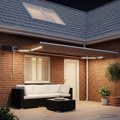 vidaXL Manual Awning Frame with LEDs Sand 5 x 3.5 m 1