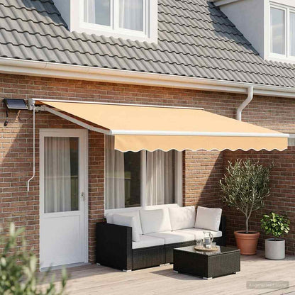 vidaXL Manual Awning Frame with LEDs Sand 4.5 x 3.5 m 3