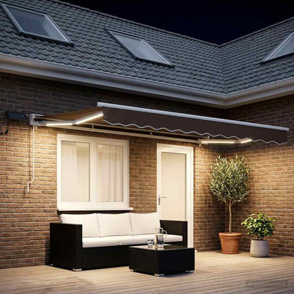 vidaXL Manual Awning Frame with LEDs Taupe 5 x 3 m 1
