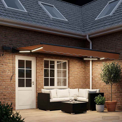 vidaXL Manual Awning Frame with LEDs Sand 4.5 x 3.5 m 3