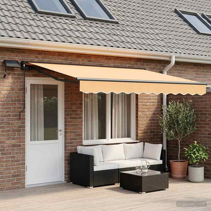vidaXL Manual Awning Frame with LEDs Sand 4.5 x 3.5 m 1